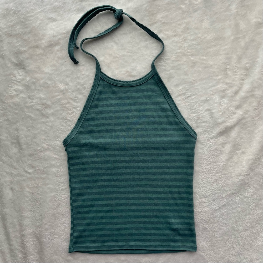 American Eagle Blue Striped Halter Tank Top